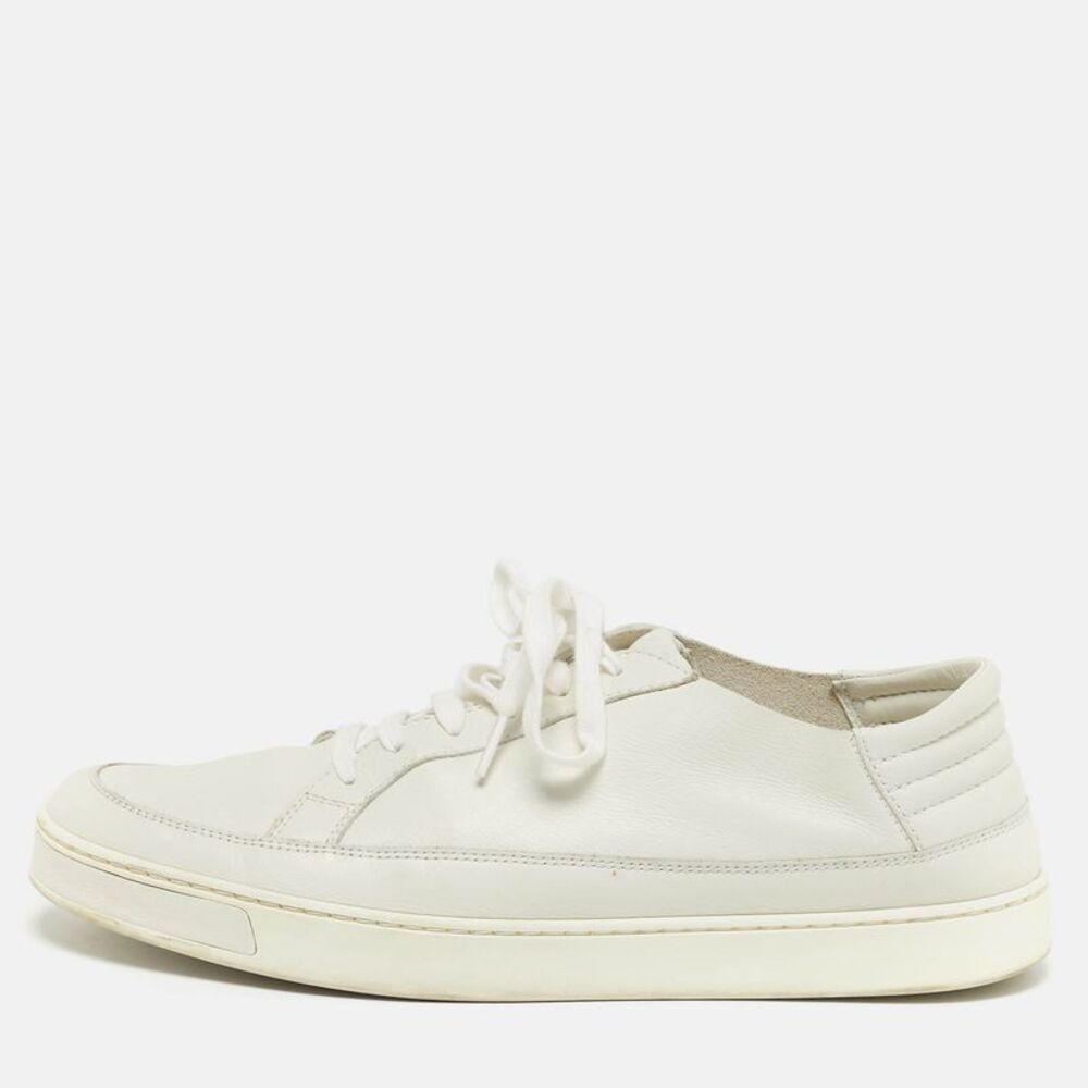 Gucci Size 44 White Leather Low Top Sneakers